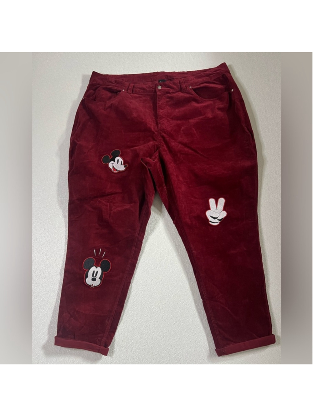 Disney Mickey Mouse Womens Embroidered Corduroy Pants Size 24 - Picture 2 of 10